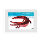 Red Crocodile Framed Painting Print (8"H x 12"W x 1.5"D)