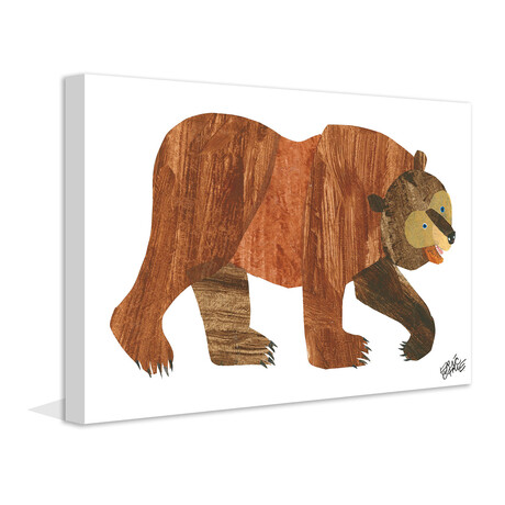 Brown Bear Painting Print on Wrapped Canvas (8"H x 12"W x 1.5"D)