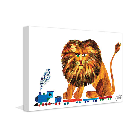 Lion on a Train 2 Painting Print on Wrapped Canvas (8"H x 12"W x 1.5"D)