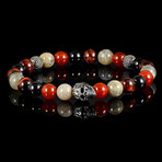 Red Agate + Red Tiger Eye + Labradorite + Onyx Stretch Bracelet // 8mm