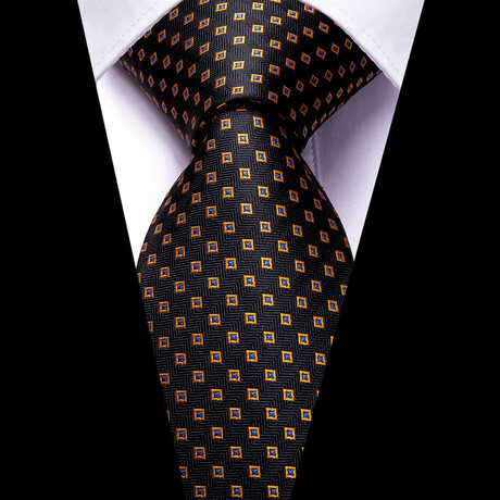 Newton Silk Tie // Black + Orange + Blue