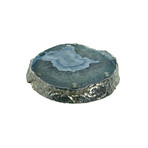 Large Thick Luxury Agate Trivet // Silver Trim (Natural Agate)