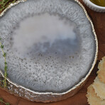 Large Thick Luxury Agate Trivet // Silver Trim (Natural Agate)