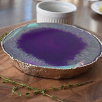 Large Thick Luxury Agate Trivet // Silver Trim (Natural Agate)