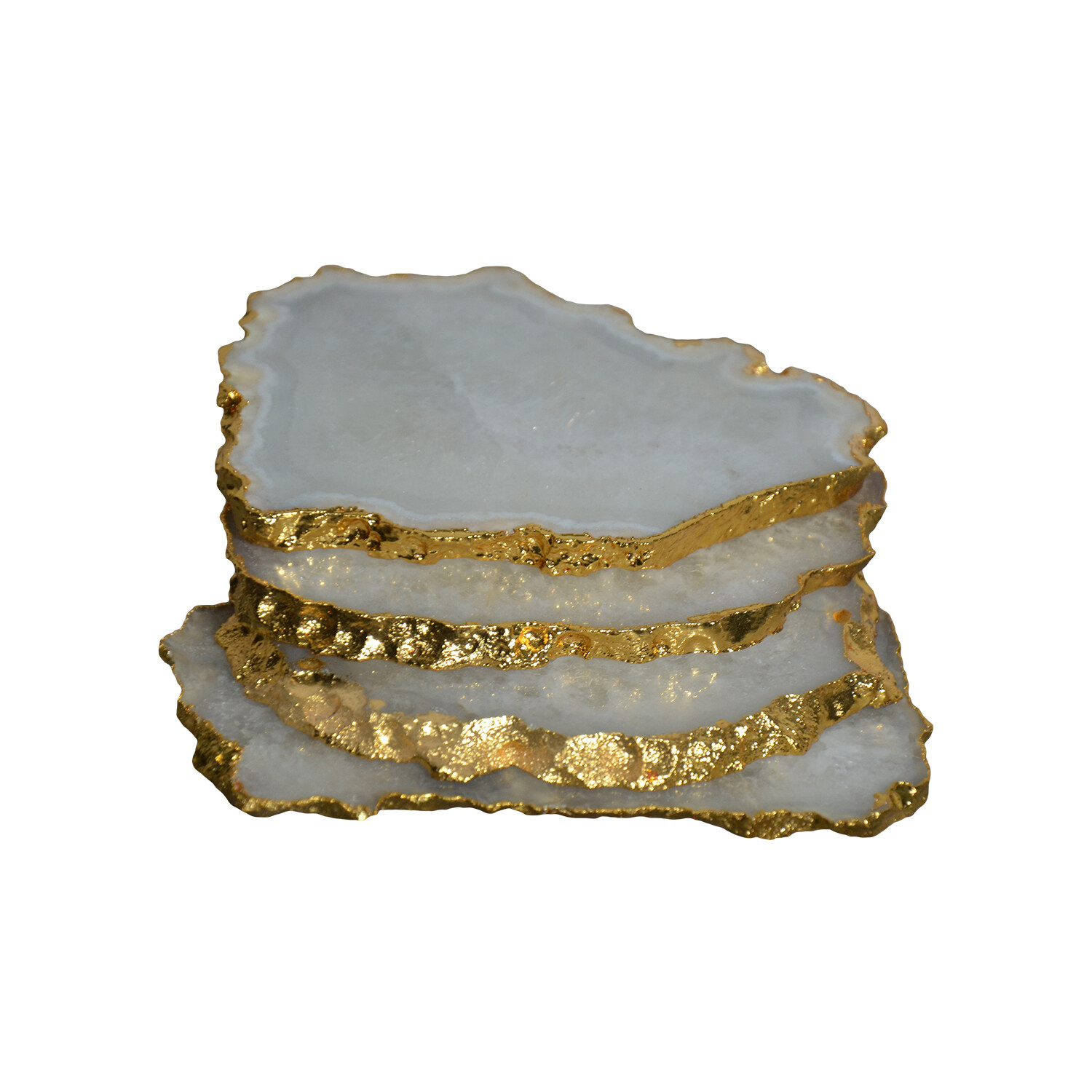 Medium Luxury Crystal Agate Coasters // Gold Trim // Set of 4 Olympus