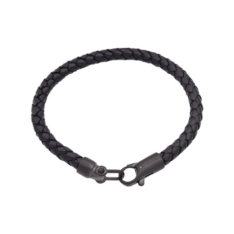 Leather + Stainless Steel Bracelet // Black