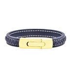 Leather + Stainless Steel Braided Bracelet // Blue + Gold