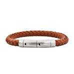 Leather + Stainless Steel Bracelet // Brown + Silver