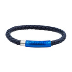 Leather + Stainless Steel Bracelet // Blue