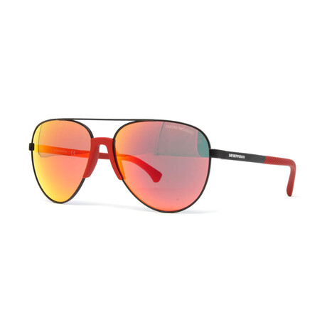 Emporio Armani // Men's EA2059-30016Q Aviator Sunglasses // Matte Black + Red