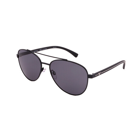 Emporio Armani // Men's EA2079-300181 Aviator Polarized Sunglasses // Matte Black + Gray