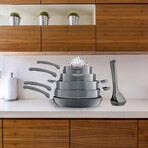 Kitchenware 17-Piece Non-Stick Cookware Set (Gray)