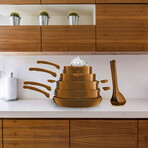 Kitchenware 17-Piece Non-Stick Cookware Set (Gray)