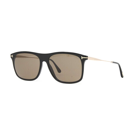 Men's Max Classic Sunglasses // Shiny Black Gold + Brown