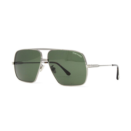 Men's Square Aviator Sunglasses // Gunmetal + Green