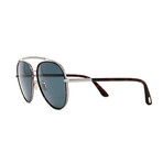 Men's Aviator Sunglasses // Silver Havana + Blue