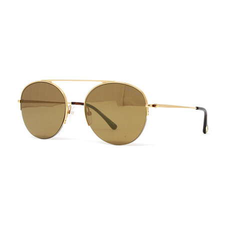 Men's Round Aviator Sunglasses // Gold + Gold Mirror