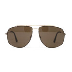 Men's Aviator Style Sunglasses // Gold + Brown