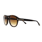 Men's Aviator Shield Sunglasses // Havana + Brown Gradient