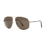 Men's Aviator Style Sunglasses // Gold + Brown