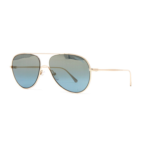 Men's Classic Aviator Sunglasses // Gold + Blue Gold Mirrored
