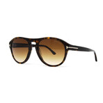 Men's Aviator Shield Sunglasses // Havana + Brown Gradient