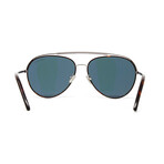 Men's Aviator Sunglasses // Silver Havana + Blue