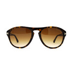 Men's Aviator Shield Sunglasses // Havana + Brown Gradient