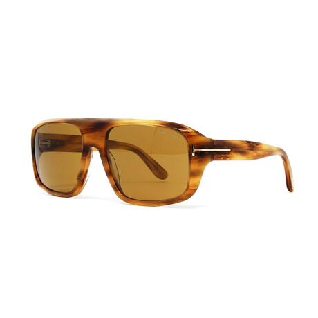 Men's Shield Sunglasses // Light Havana + Brown