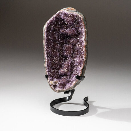 Genuine Amethyst Crystal Cluster + Metal Stand // V1