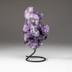 Genuine Amethyst Crystal Cluster + Metal Stand // V2