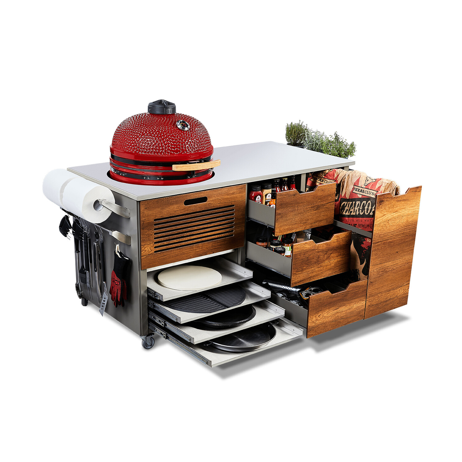 Kamadospace Infinite Island // For 22" Kamado + Air Lift Hinge