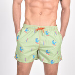 Surfing T-Rex Swim Trunks // Green (3XL)