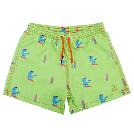 Surfing T-Rex Swim Trunks // Green (S)