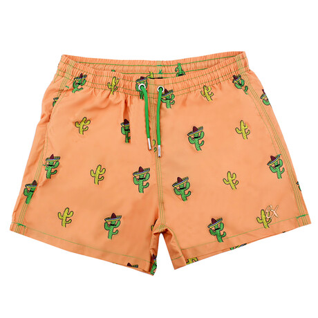 Senor Cactus Swim Trunks // Orange (S)