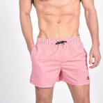 Striped Swim Trunks // Red (M)