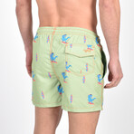 Surfing T-Rex Swim Trunks // Green (3XL)