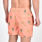 Senor Cactus Swim Trunks // Orange (XL)