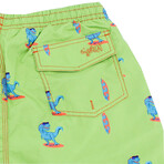 Surfing T-Rex Swim Trunks // Green (3XL)