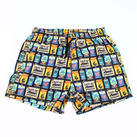 Mr. Mechanic Swim Trunks // Black + Multicolor (S)