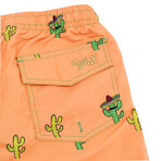 Senor Cactus Swim Trunks // Orange (XL)