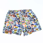 Been Around Swim Trunks // White + Multicolor (S)