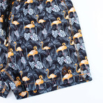 Flamingo Palms Swim Trunks // Black (3XL)