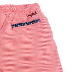 Striped Swim Trunks // Red (M)