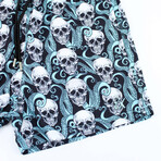 Kraken Skulls Swim Trunks // Black + Blue (2XL)