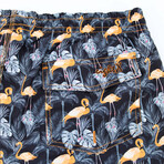 Flamingo Palms Swim Trunks // Black (3XL)