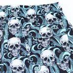 Kraken Skulls Swim Trunks // Black + Blue (2XL)