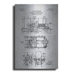 Steam Locomotive Blueprint (16"H x 12"W x 0.13"D)