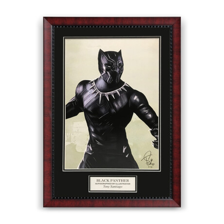 Black Panther // Tony Santiago Signed + Framed Illustration