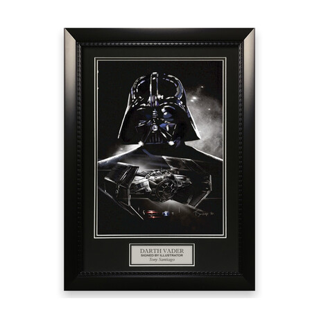 Darth Vader // Star Wars // Tony Santiago Signed + Framed Illustration
